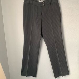 Jones & Co Stretch Gray Striped Dress Pants Button Zip Pocket Trousers Size 16